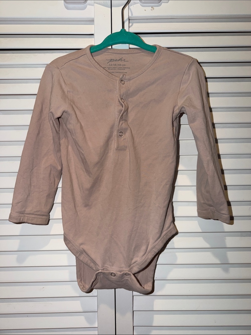 Long-Sleeve Henley Baby Bodysuit in Light Mauve - Organic Cotton
